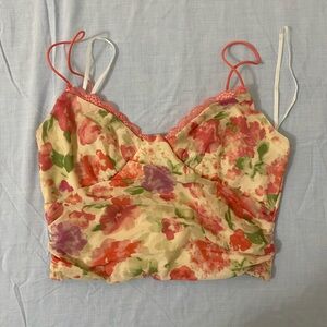 Princess Polly Floral Tank Top - Pink and Green